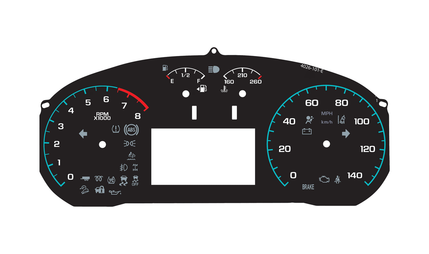 GMC Canyon/Chevy Colorado (2015-17), 140MPH, 8000RPM, with Teal Ticks 4026-101