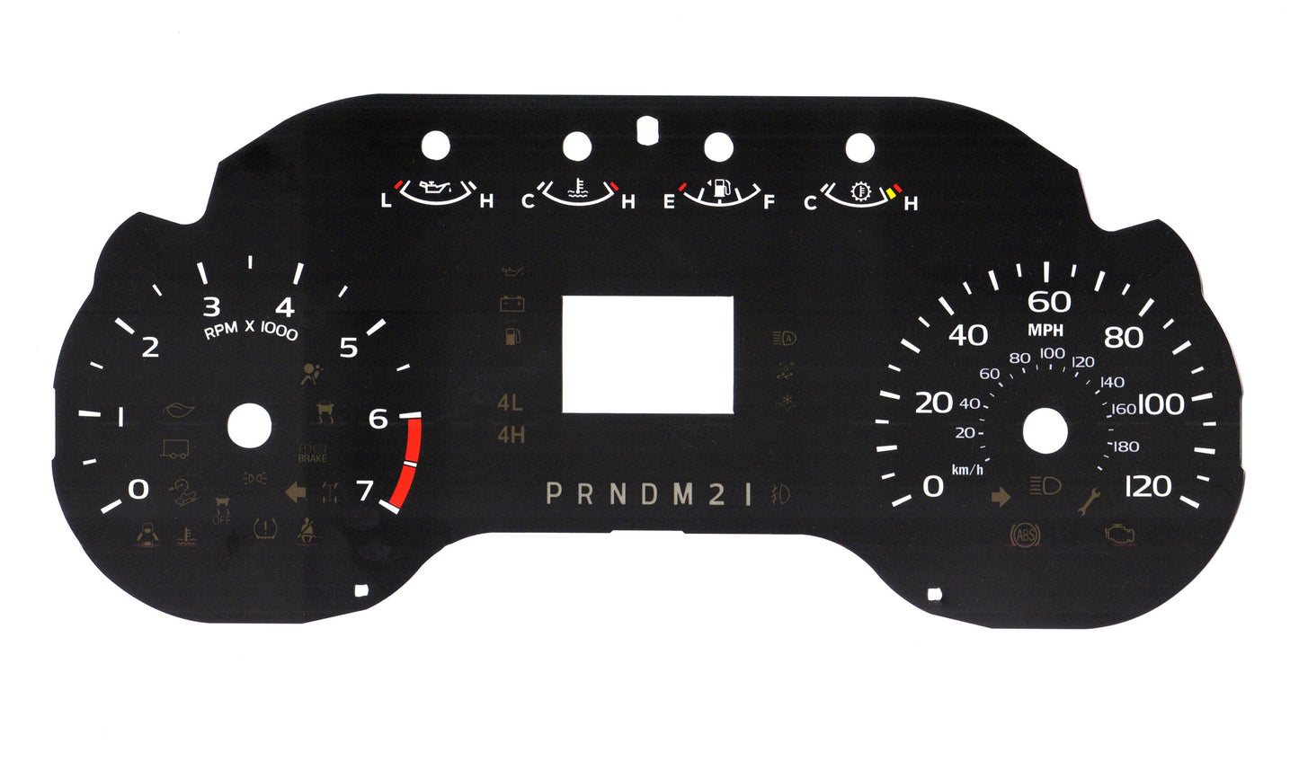 Ford F-250 (2022) Speedo 120mph, Tach 7 rpm with Small Window 4080-103