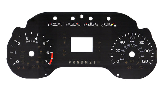 Ford F-250 (2022) Speedo 120mph, Tach 7 rpm with Small Window 4080-103