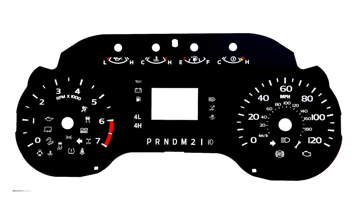 Ford F-250 (2022) Speedo 120mph, Tach 7 rpm with Small Window 4080-103