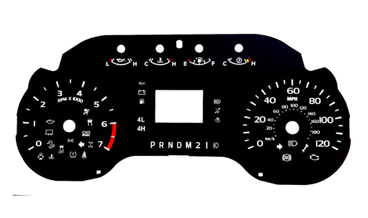 Ford F-250 (2022) Speedo 120mph, Tach 7 rpm with Small Window 4080-103