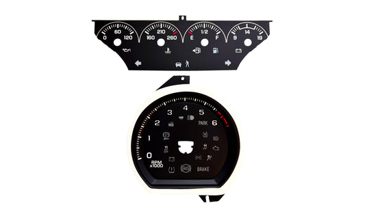Chevy Silverado & Tahoe (2019+) Tach (Gas, Circle, No Auto Stop, with Park)  & Top Gauge (4 Gauge Half Circle with Telltales) 4129-707
